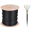 Kabel teleinformatyczny ziemny, przewód instalacyjny skrętka internetowy UTP kat.5E drut CU czarny
