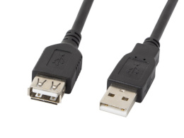 Przewód, przedłużacz USB-A M/F 2.0 1.8M czarny LANBERG