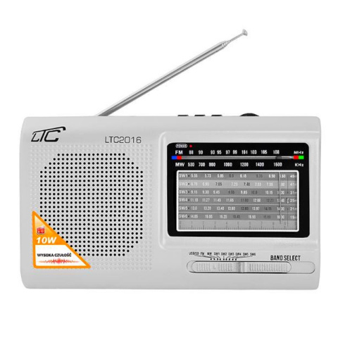 LTC wilga LTC2016 radio przenośne FM akumulator USB SD 10W srebrne