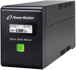 UPS POWERWALKER LINE-INTERACTIVE 600VA 2X SCHUKO 230V, PURE SINE WAVE, RJ11/45 IN/OUT, USB, LCD