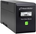 UPS POWERWALKER LINE-INTERACTIVE 600VA 2X SCHUKO 230V, PURE SINE WAVE, RJ11/45 IN/OUT, USB, LCD