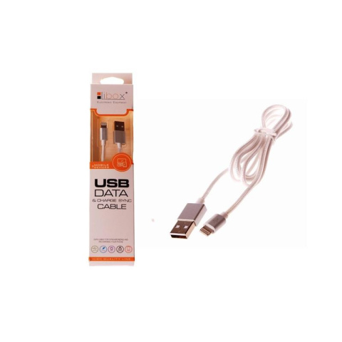 Libox kabel, przewód USB - lightning do iPhone, iPad, iPod 1m srebrny plecionka
