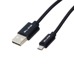 Blow Premium Series przewód USB 2.0, kabel USB typ A - micro USB oplot 0,5m czarny HQ