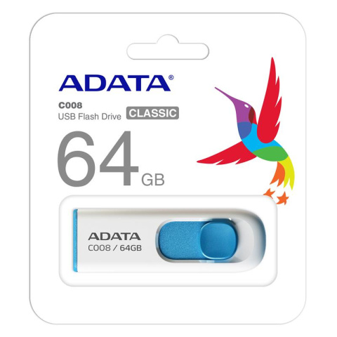 Adata Classic C008 pendrive USB 2.0, 64GB, biało-niebieski