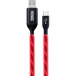 Yenkee, przewód, kabel USB - micro USB do ładowania i synchronizacji, świecący, czerwony, 1M