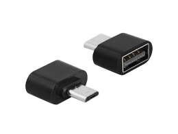 Adapter przejście wtyk micro USB - gniazdo USB typ A, OTG, czarne