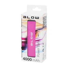 Blow Power Bank Pink, przenośna bateria 1xUSB 4000 mAh PB11