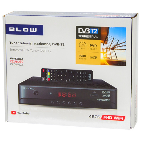 BLOW 4805FHD Tuner, dekoder telewizji naziemnej DVB-T/T2 WIFI 1080P HDMI SCART