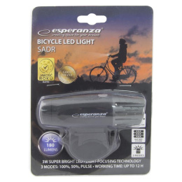 Esperanza SADR latarka led do roweru na przód, przednia lampka rowerowa 3W na baterię, wodoodporna, czarna