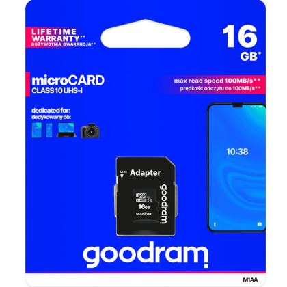 Goodram karta pamięci 16GB micro SD 10 UHS I + adapter