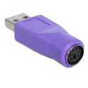 Przejście, adapter z USB na PS/2 PS2 fioletowe do klawiatury