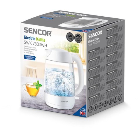 Sencor SWK7300WH czajnik szklany, 1,7L, 2200W, biały