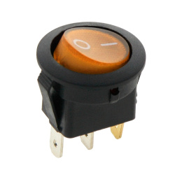 Przełącznik ON - OFF z podświetleniem okrągły 250V 6.5A żółty / pomarańczowy 3 - pinowy