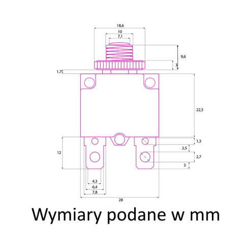 Wyłącznik termobimetaliczny MR1 250V AC, 32V DC 10A