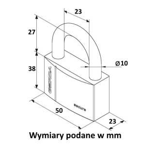 Gerda secure niklowa wzmocniona kłódka kabłąkowa 50 x 10 mm