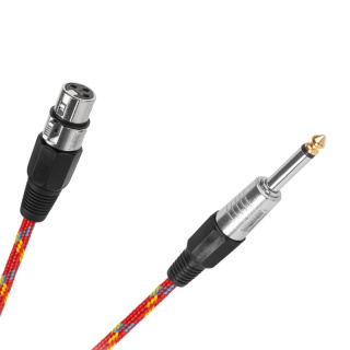 Kabel, przewód JACK 6,3mm mono wtyk-gniazdo typ Canon 3m w bawełnianym oplocie