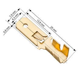 Konektor nieizolowany męski 6,3mm z zaczepem płaski