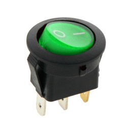 Przełącznik ON - OFF podświetlenie okrągły 250V 6.5A zielony 3 pin
