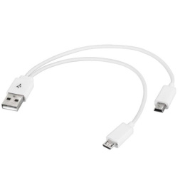 Przewód kabel USB - mini micro USB 2W1 biały