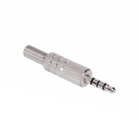 Wtyk Jack 3.5mm 4P, czteropolowy, metalowy, srebrny