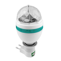 Żarówka Disco Obrotowa LED E27 3W RGB 230V z adapterem do gniazdka