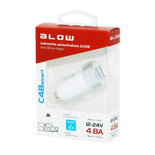 BLOW Ładowarka samochodowa 2xUSB 4.8A C48smart