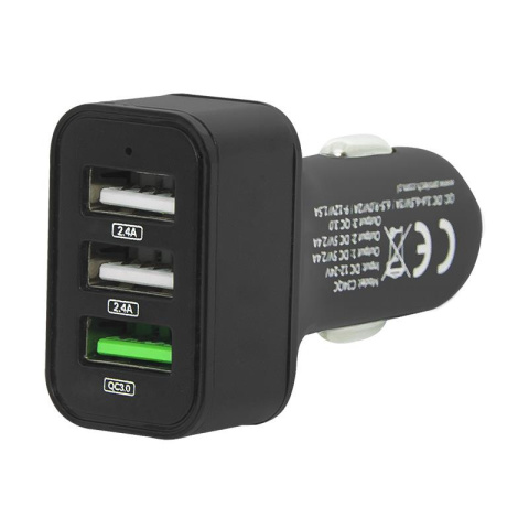 Blow ładowarka samochodowa z gniazdem USB x3 z funkcją szybkiego ładowania Quick Charge 3.0, Qualcomm 3.0