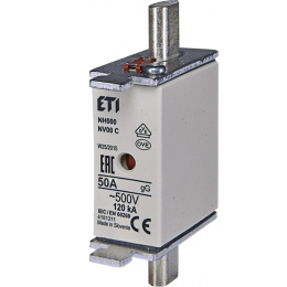 ETI wkładka bezpiecznikowa 50A NH000 gG 500V AC 120kA NV00C 004181211