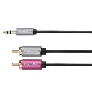 Kruger&Matz przewód, kabel JACK 3,5mm - 2 RCA stereo (wtyk-wtyk) 1M