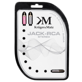 Kruger&Matz przewód, kabel JACK 3,5mm - 2 RCA stereo (wtyk-wtyk) 1M