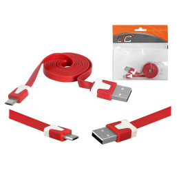 LTC Edition USB, kabel USB - micro USB, czerwony płaski 1m