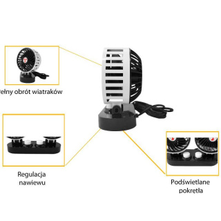 LTC podwójny mocny wentylator samochodowy 12V, 2x5", regulacja