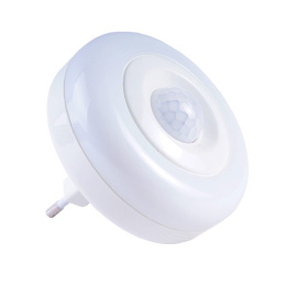 Mini lampka nocna LED 1W do gniazdka z czujnikiem ruchu zmierzchu biała