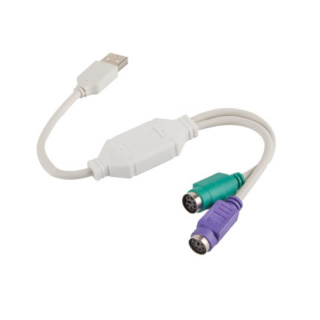 Przejście, adapter na przewodzie z PS2 (2x Gniazdo) na USB (wtyk)