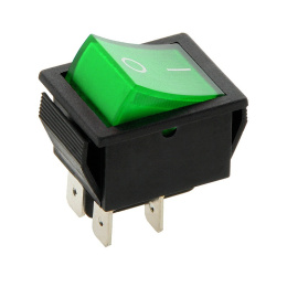 Przełącznik ON - OFF z podświetleniem 250V 15A zielony 4 - pinowy