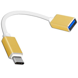 Przewód OTG USB 3.0, gniazdo USB typ A - wtyk USB typ C na kablu 20cm
