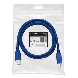 Przewód USB 3.0, kabel USB wtyk typ A - wtyk USB typ B do drukarki niebieski 1,5m