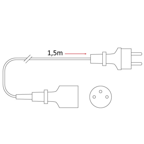 RUM-LUX Przedłużacz mieszkaniowy 1 gniazdowy z uziemieniem 1,5M