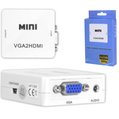 Adapter konwerter przejście VGA - HDMI Full HD 1080p