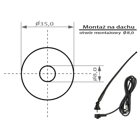 Blow antena samochodowa dachowa łamana składana FM AM 37cm FMD350 / FMD410