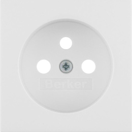 Hager Berker B.Kwadrat płytka czołowa do gniazdka z uziemieniem, biała