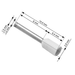 Konektor, izolowana tulejka 0,75 x 8 mm biała