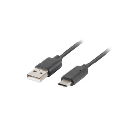 Lanberg krótki przewód, kabel wtyk USB typ A - wtyk USB type C 0.5m, czarny