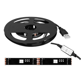 Taśma LED do telewizora komputera pod USB sznur diodowy 5V RGB + Ciepły Biały 2M ze sterownikiem mini IP33