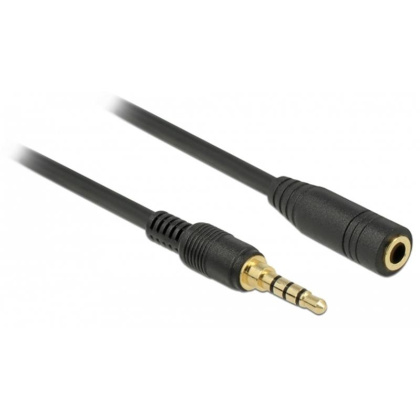 Delock Przedłużacz przewód Jack 3,5mm 4PIN stereo wtyk - gniazdo 2m czarny