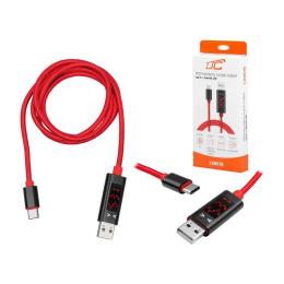LTC wzmacniany kabel USB typu C z miernikiem V i A, 1m, czerwony