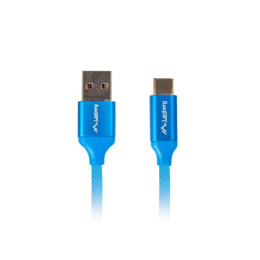 Lanberg przewód, kabel USB - USB typ C, Quick Charge 3.0, oplot niebieski, 1,8m