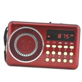 Małe radio przenośne H033UR, bezprzewodowe, na akumulator, wyświetlacz, USB, MicroSD, minijack 3.5mm, czerwone