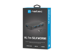 Natec SILKWORM rozgałęźnik HUB USB 3.0, 4 gniazda, wtyk USB typu C