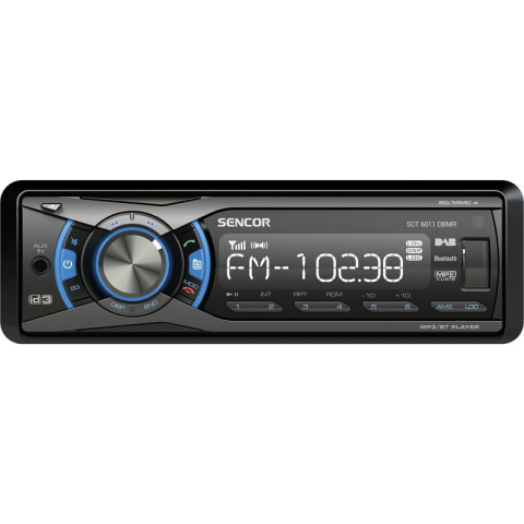 Sencor SCT 6011DBMR radio samochodowe z tunerem DAB+ AM FM, BT, USB, SD, AUX-in